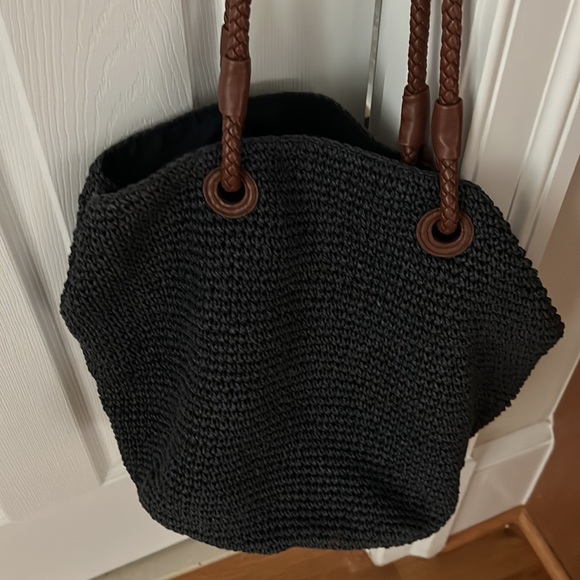 Navy blue straw tote - Picture 5 of 5